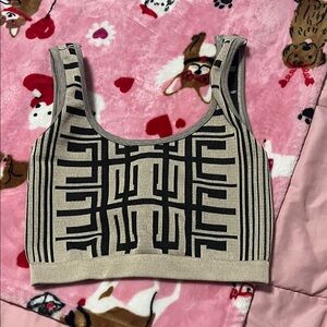 Stylish Beige and Black Crop Top